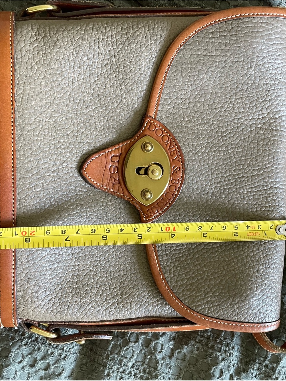Dooney & Bourke Beige Pebbled Leather Crossbody with Tan Trim - Picture 15 of 16